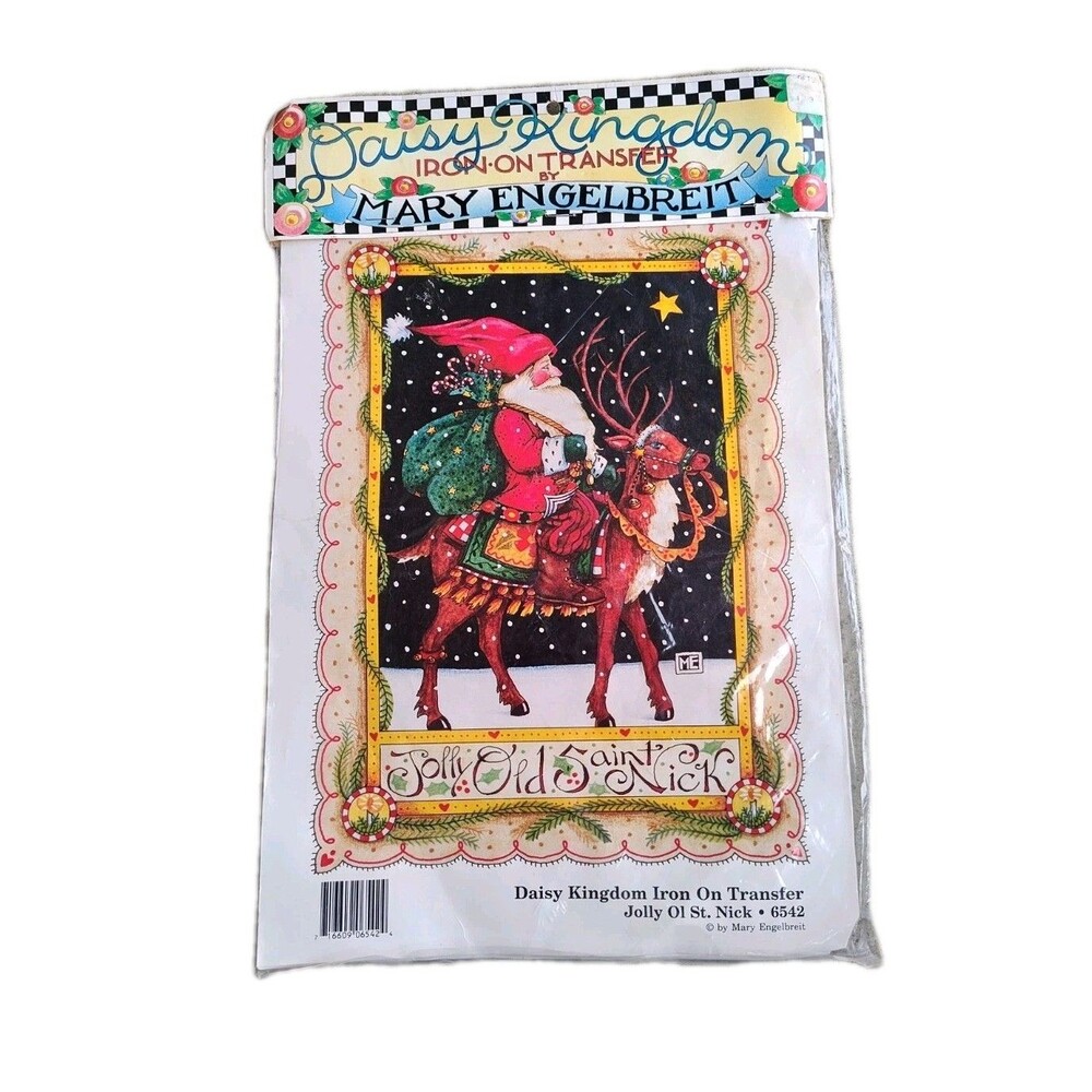 Mary Engelbreit Jolly Old Saint Nick Iron On Transfer Vintage 90s